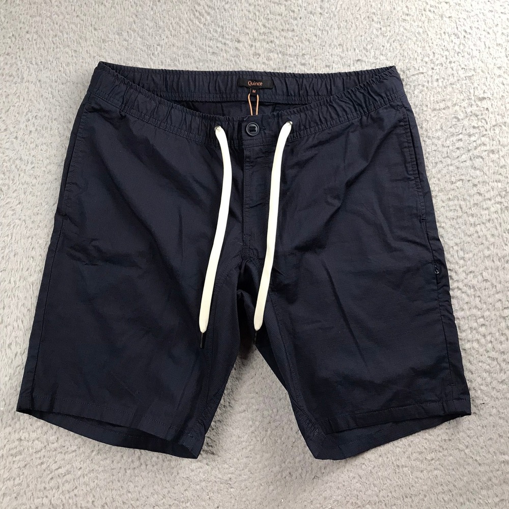 Quince Organic Stretch Cotton Pull On Chino‎ Shorts Mens M Dark Navy 10" NEW NWT